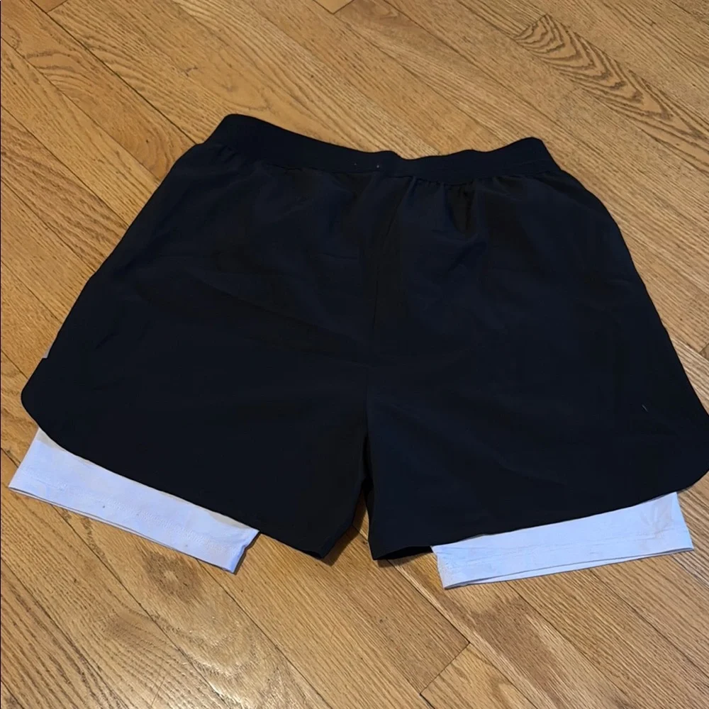 SHEIN Black and White Athletic Shorts with Compression Layer - Picture 8 of 10